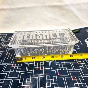 Hersheys Milk Chocolate Etched Glass Covered Candy Box Container Dish 6"X3"X2.5"